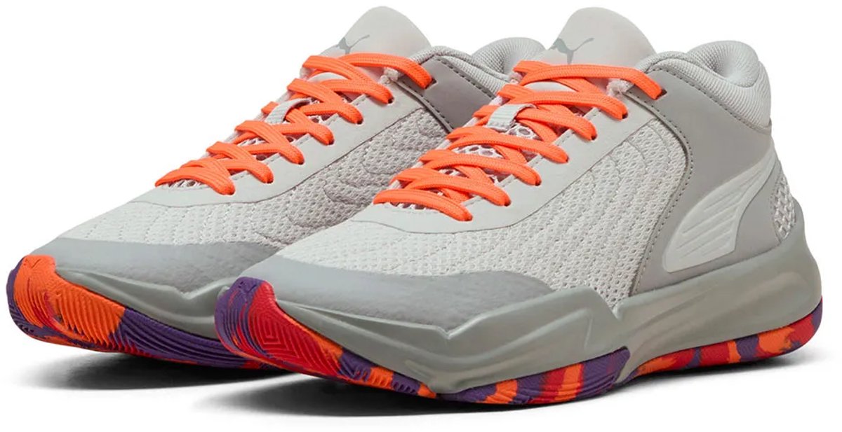 Puma Court Pro 2 Marble Junior Basketbalschoenen 1/2 Kinderen Grijs