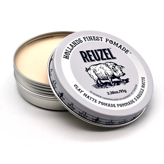 Open Reuzel Clay Matte Pomade blik met product zichtbaar.