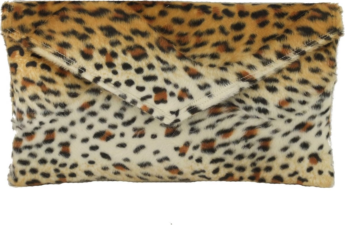 Dames Clutch Tas met Zebra & Luipaardprint Imitatiebont - Schoudertas met Afneembare Riem