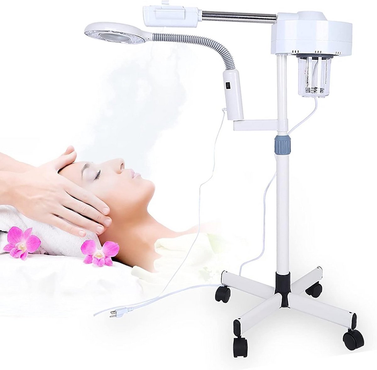 Gezichtsstomer huidverzorging loeplamp multifunctioneel - 2-in-1 luchtbevochtiger beauty facial clean - LED 5x vergroting machine .