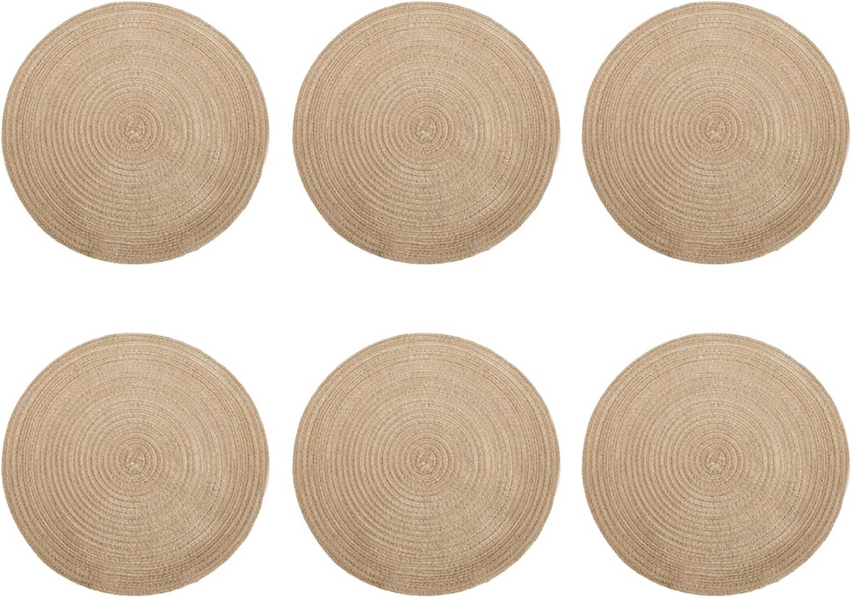 Set van 6 Ronde Geweven Placemats 30 cm - Hittebestendig en Wasbaar Tafelaccessoire