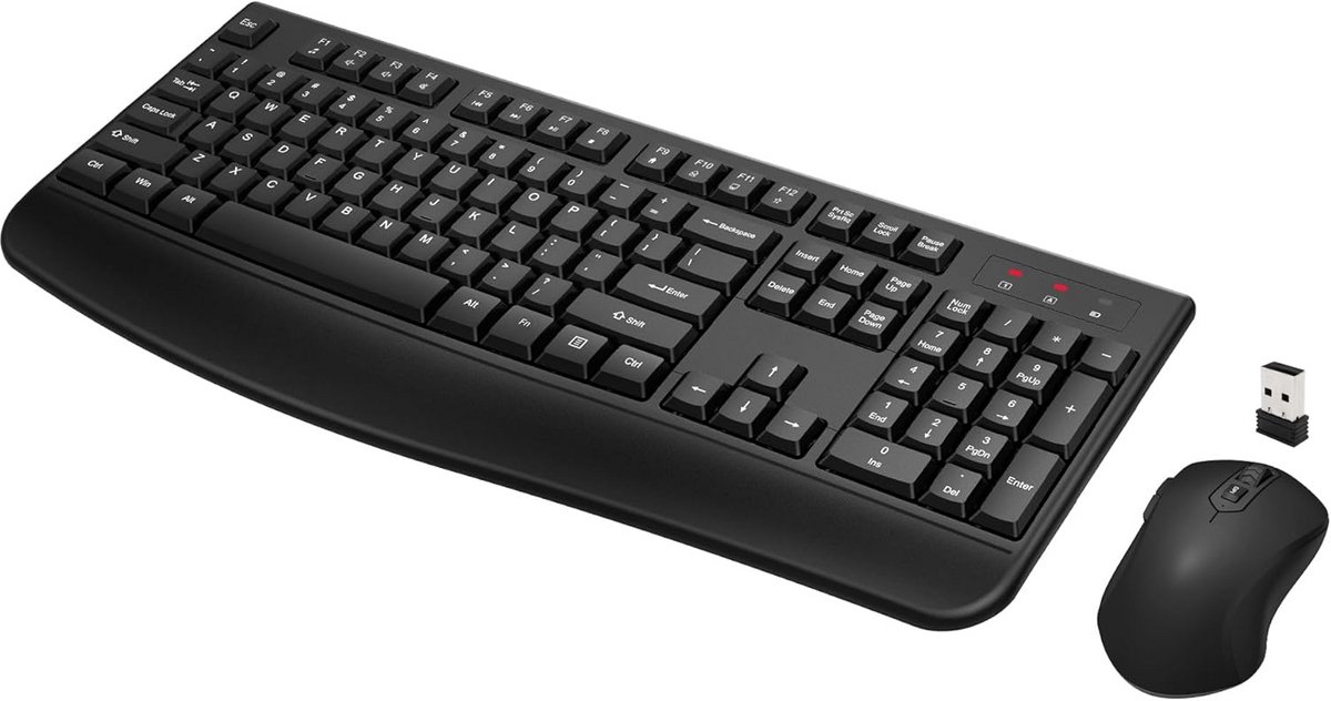 Draadloos Toetsenbord en Muis Set, Full-Size 2.4GHz Verbinding voor Windows en Mac