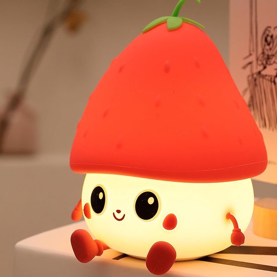 Nachtlampje - Bedlampje - Kindernachtlampje - Tiklampje - Warm licht - Timerfunctie - Woondecoratie - Geschikt voor slaapkamer - Studiekamer - Kinderkamer - Rood - 9,5*9*11,5 cm-1W van Merkloos — afbeelding 2