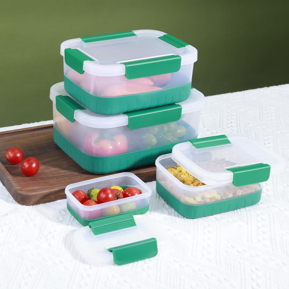 4-Delige Voedselbewaarbox Set met Lucht- en Waterdichte Sluiting voor Meal Prep