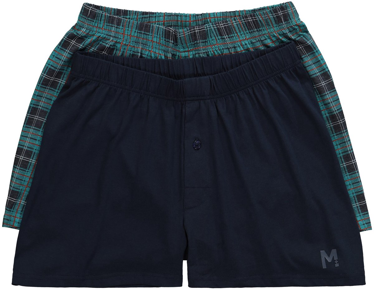 Men Plus - Heren - Boxershorts set van 2 Buik-Fit wijd model - Navy blauw - Maat L