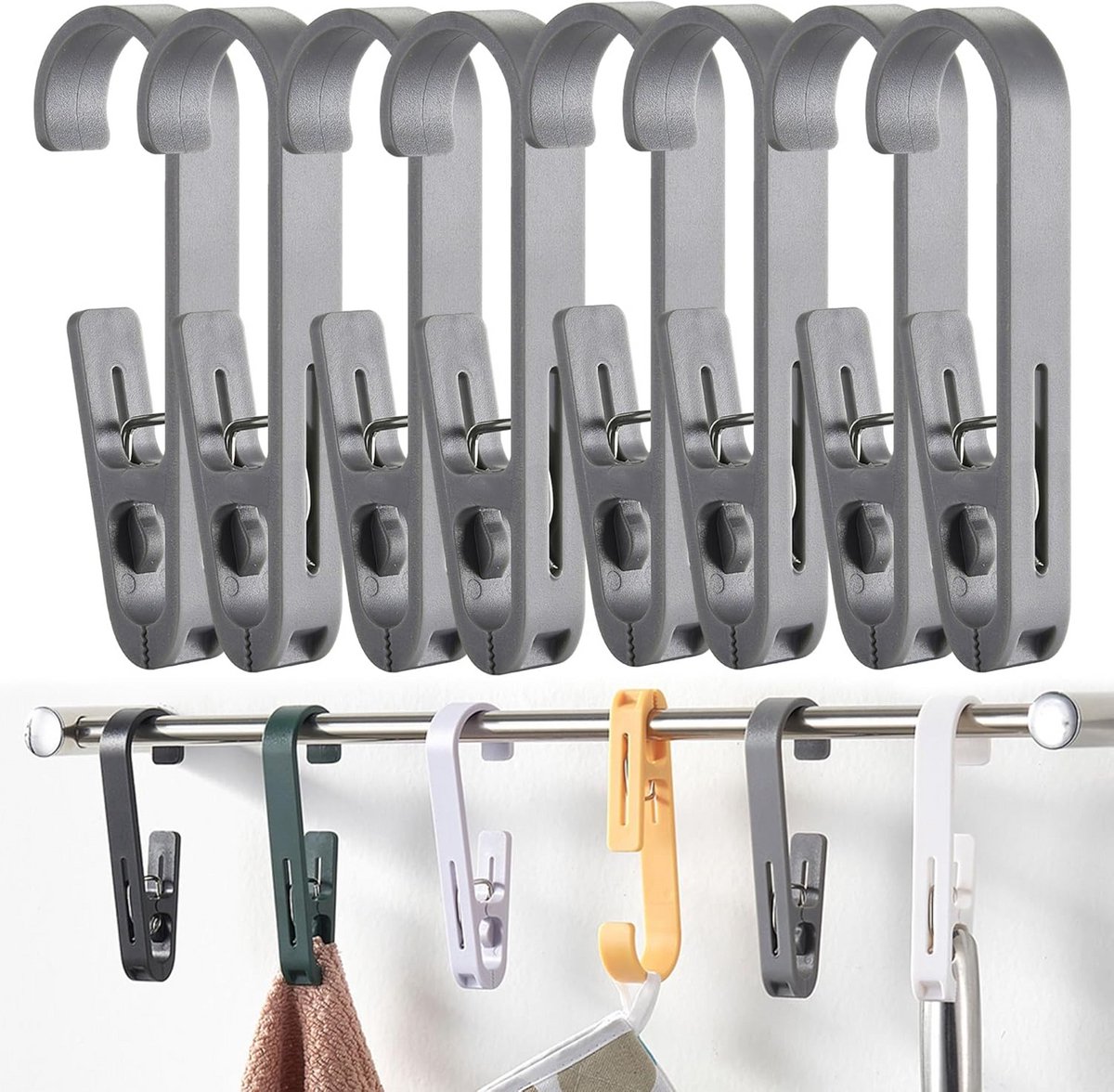 Extra Sterke Kledinghangers met Clips voor Binnen en Buiten - 8 Stuks