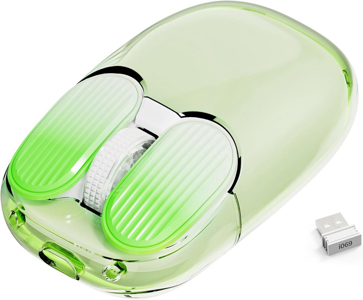 Stille Draadloze Muis met Oplaadbare Batterij en 7 RGB Lichteffecten - 1600DPI