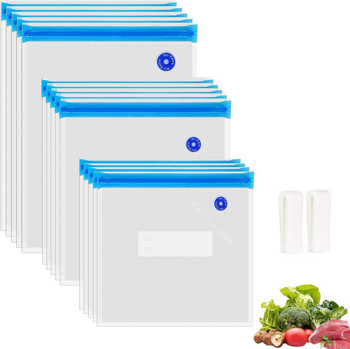 Herbruikbare vacuümzakken met pomp voor Sous Vide koken en voedselbewaring (15 stuks)