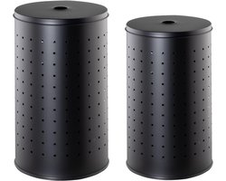 Wasmand Set 2 Delig Zwart Roestvrij Staal 37 & 54 Liter Modern