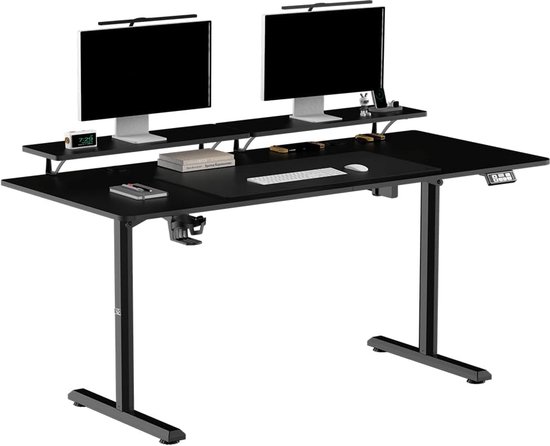 XXL Gaming Bureau met Zit-Sta Functie en Monitorverhoging voor Twee Schermen van HELLO XL — afbeelding 2