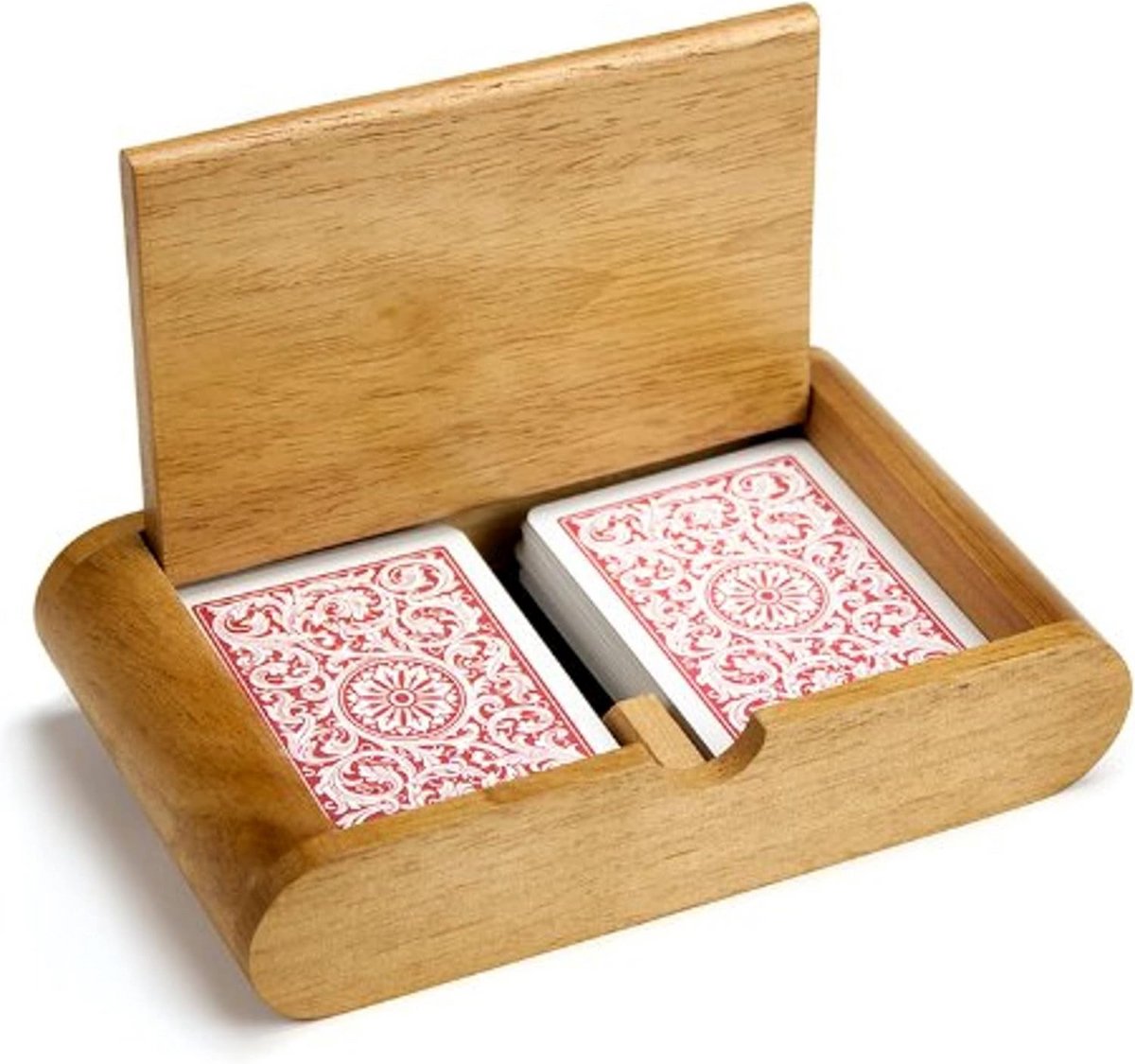 Luxe Houten Opbergdoos voor Twee Deck Speelkaarten