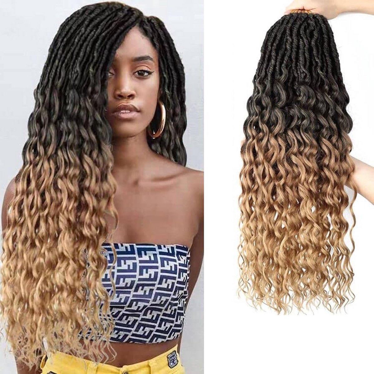 24 Inch Zachte Goddess Locs Haarextensies - Voorgelust Gehaakt Haar 6 Stuks