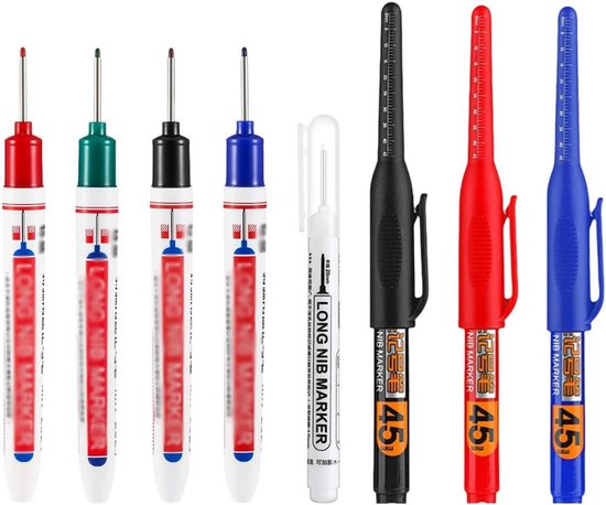 8 Stuks Diep Gat Markeerstiften Set - 20mm Fijne Punt - Voor Moeilijk