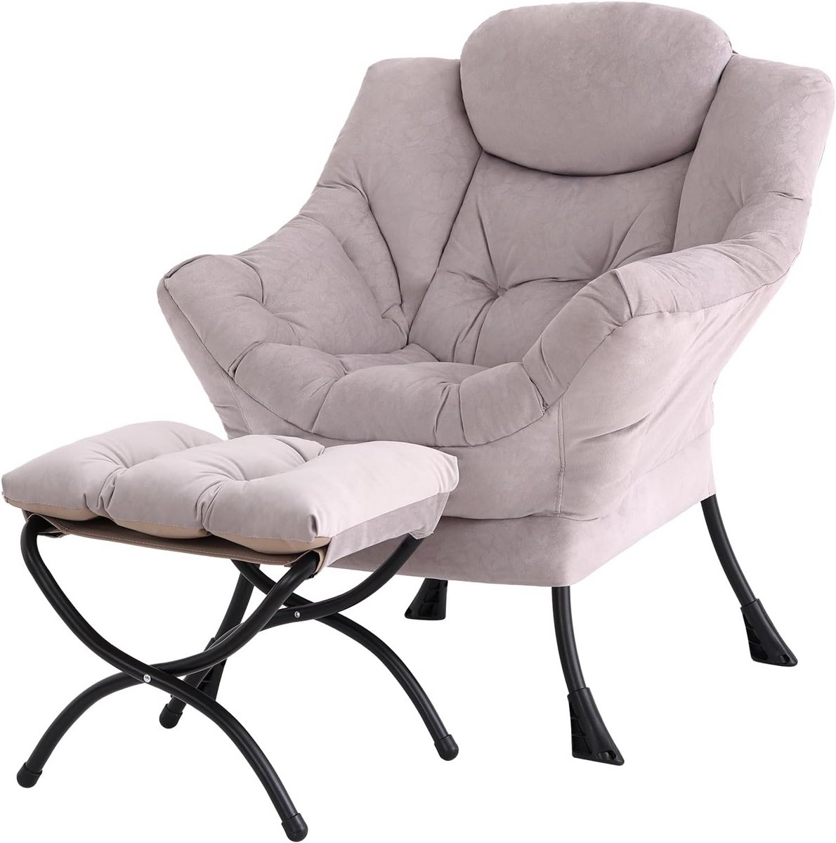 Loungefauteuil met Voetenbank Comfortabele Relaxfauteuil voor Woonkamer en Slaapkamer