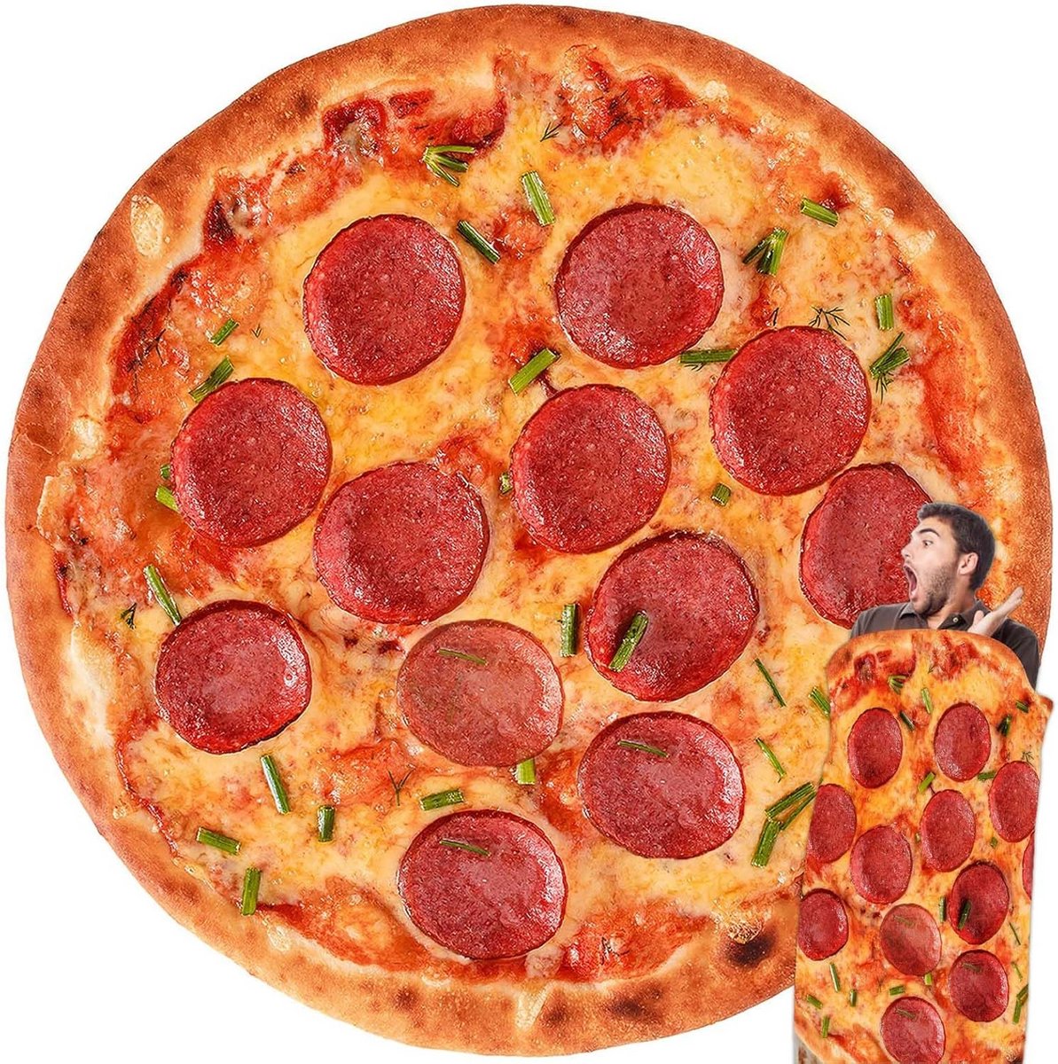 Ronde Pizza Deken XL (160cm) - Tortilla Deken als Comfortabel Gooi- of Plaid voor Sofa, Baby en Cadeau