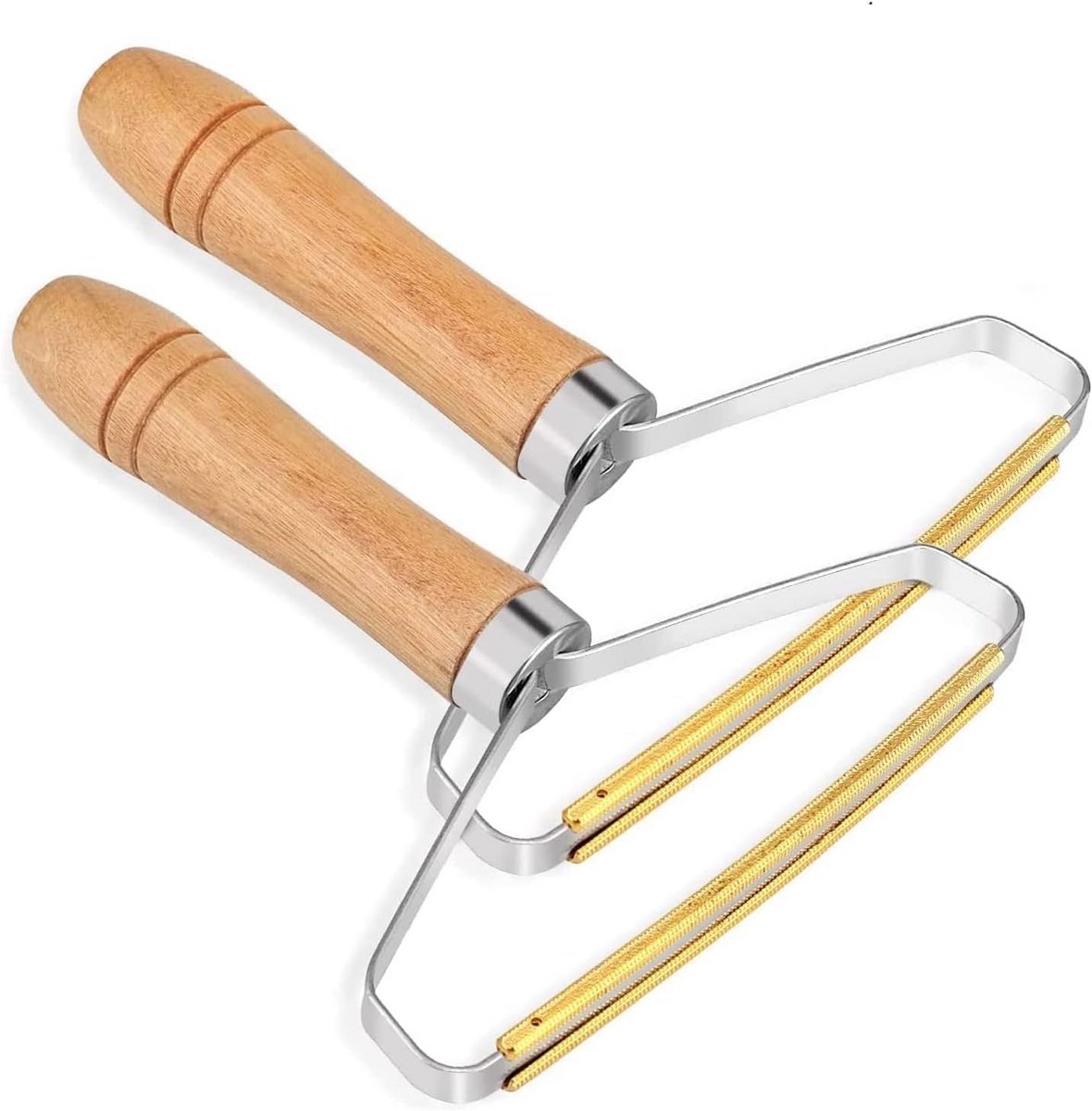 Pluizenverwijderaar Set (2 stuks) voor Kleding, Tapijt en Meubels - Houten Handvat