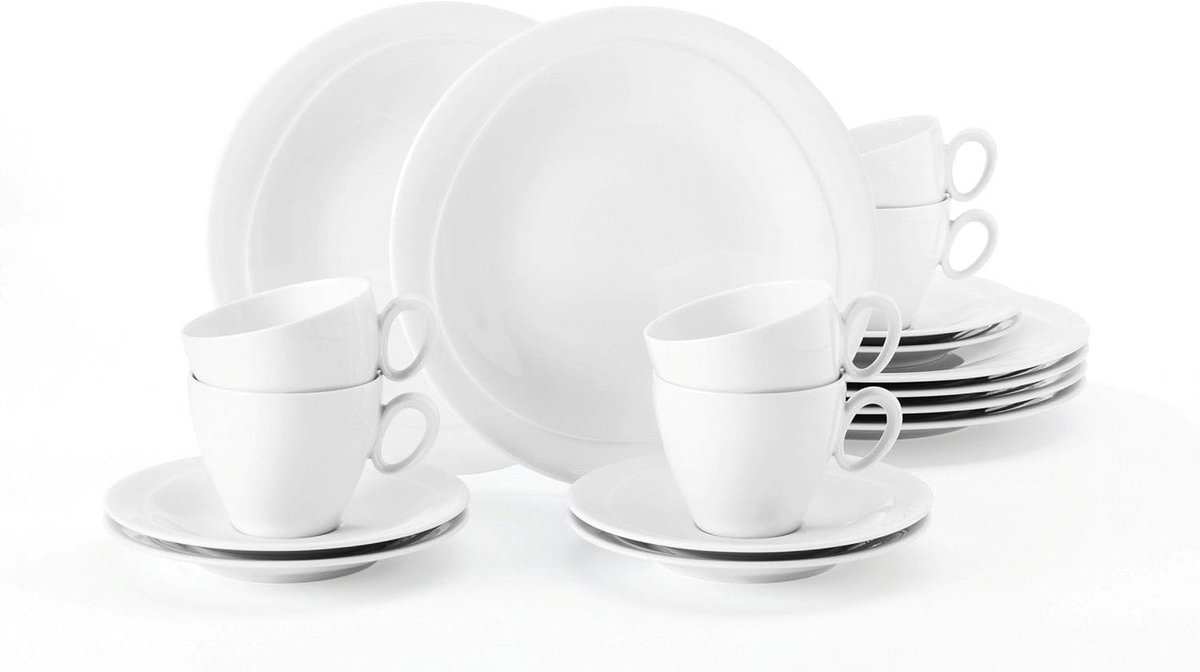 18-delig Koffieservies Trio Wit Porselein Made in Germany