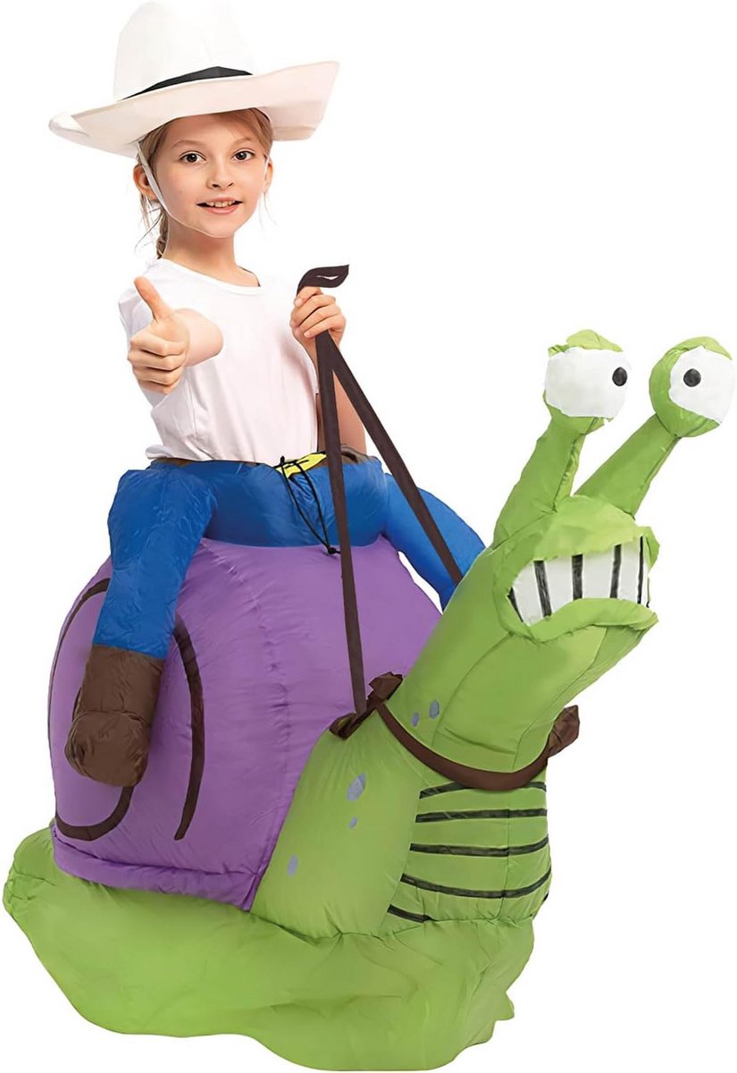 Opblaasbaar Slak Kostuum Kind - Groot Dier Kostuum voor Kinderen (120-150 cm)