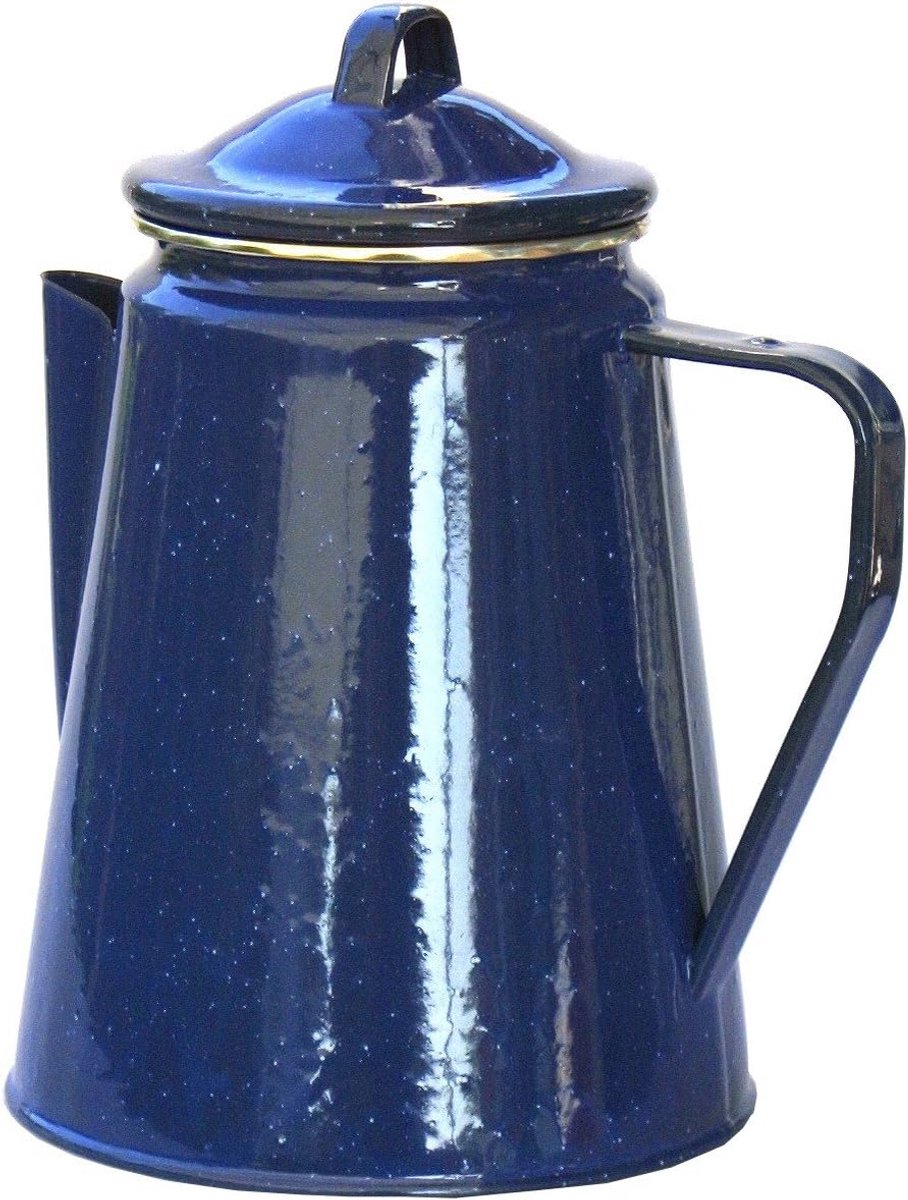 Emaille Koffiekan 1.8L Blauw voor Buiten en Camping