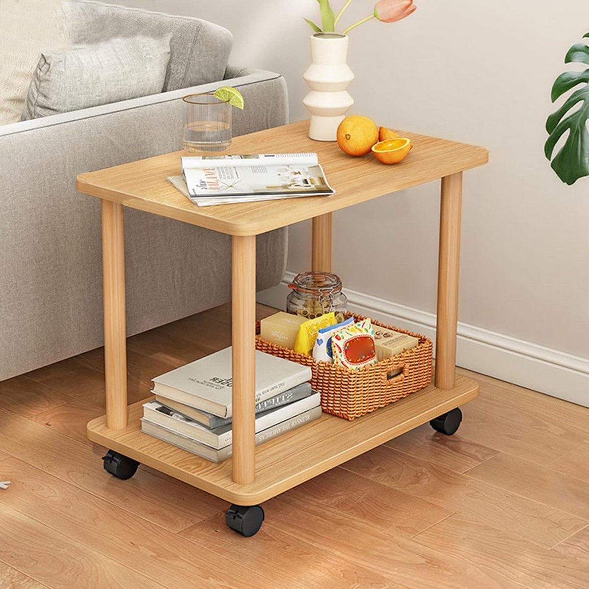 Verrijdbare Roltafel met 2 Niveaus voor Zijkant of Bed