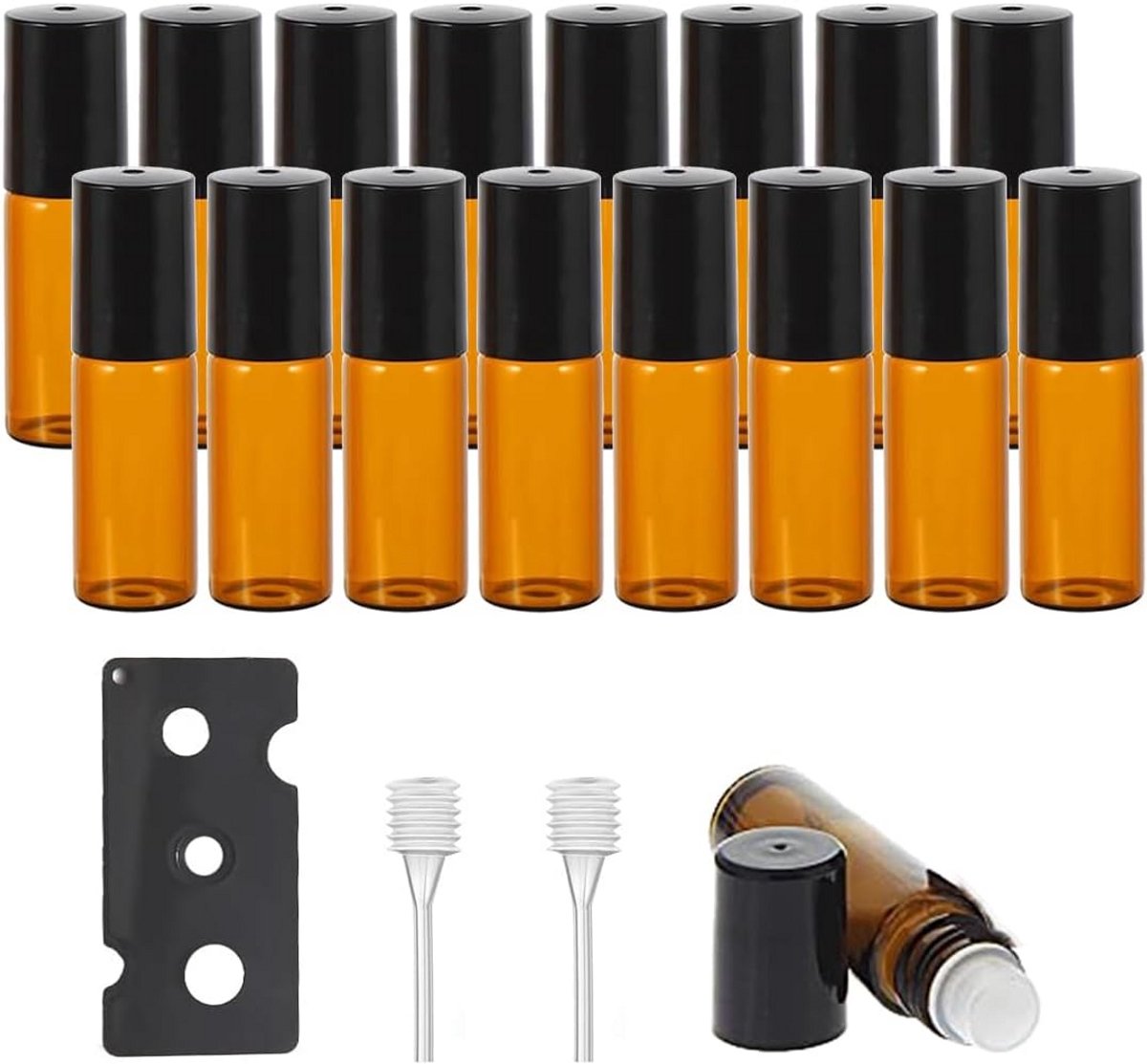 16 Stuks Lege 5ml Roll On Flesjes voor Etherische Oliën met Roestvrijstalen Roller