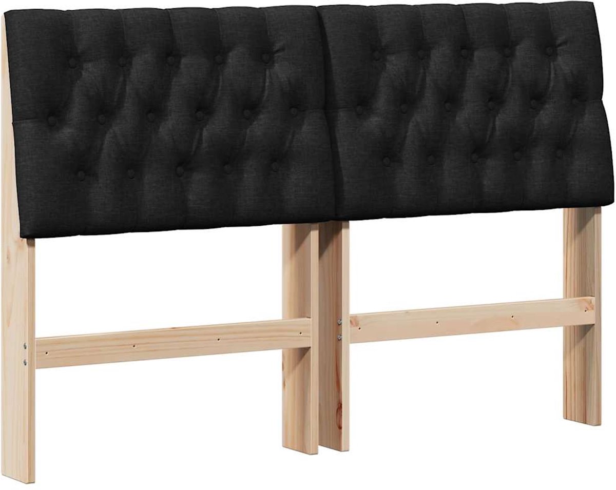 vidaXL Gestoffeerd - hoofdbord - Zwart - 150 - cm - Massief - grenenhout