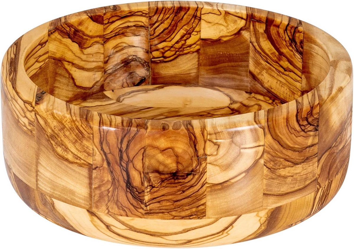 Handgemaakte Olijfhouten Kom Rond 20 cm Natuurlijk Hout Serveerschaal