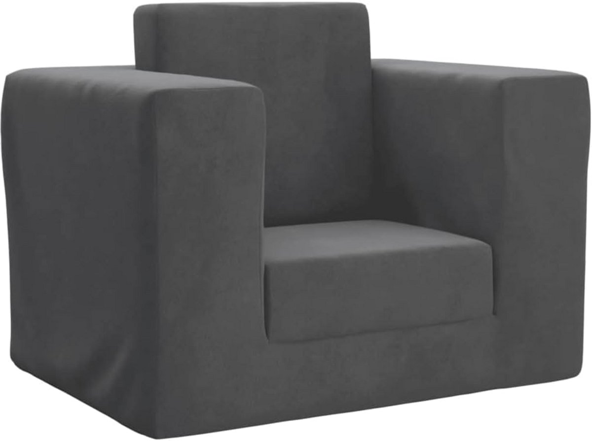 Kindersofa Bed Pluche Antraciet - Zacht en Comfortabel