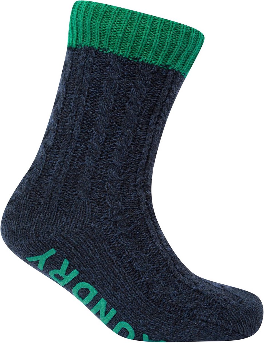 Heren Fleece Pantoffelsokken met Kabelpatroon en Antislipzool