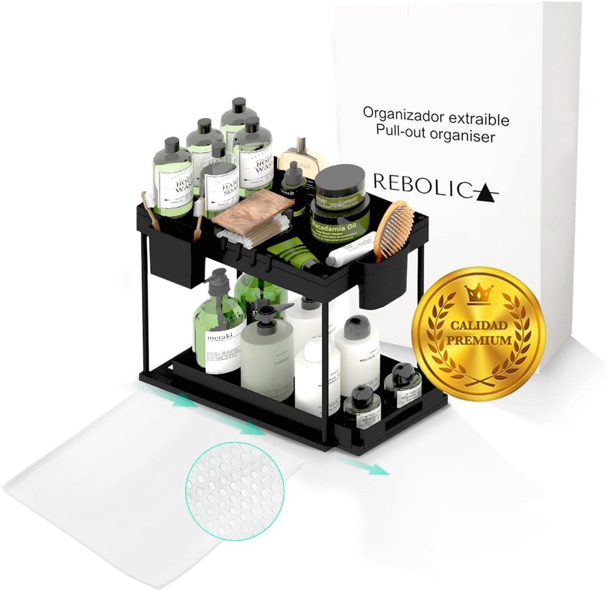 Uittrekbare Keuken Organizer met 2 Niveaus en Antislip Oppervlaktebescherming - Set
