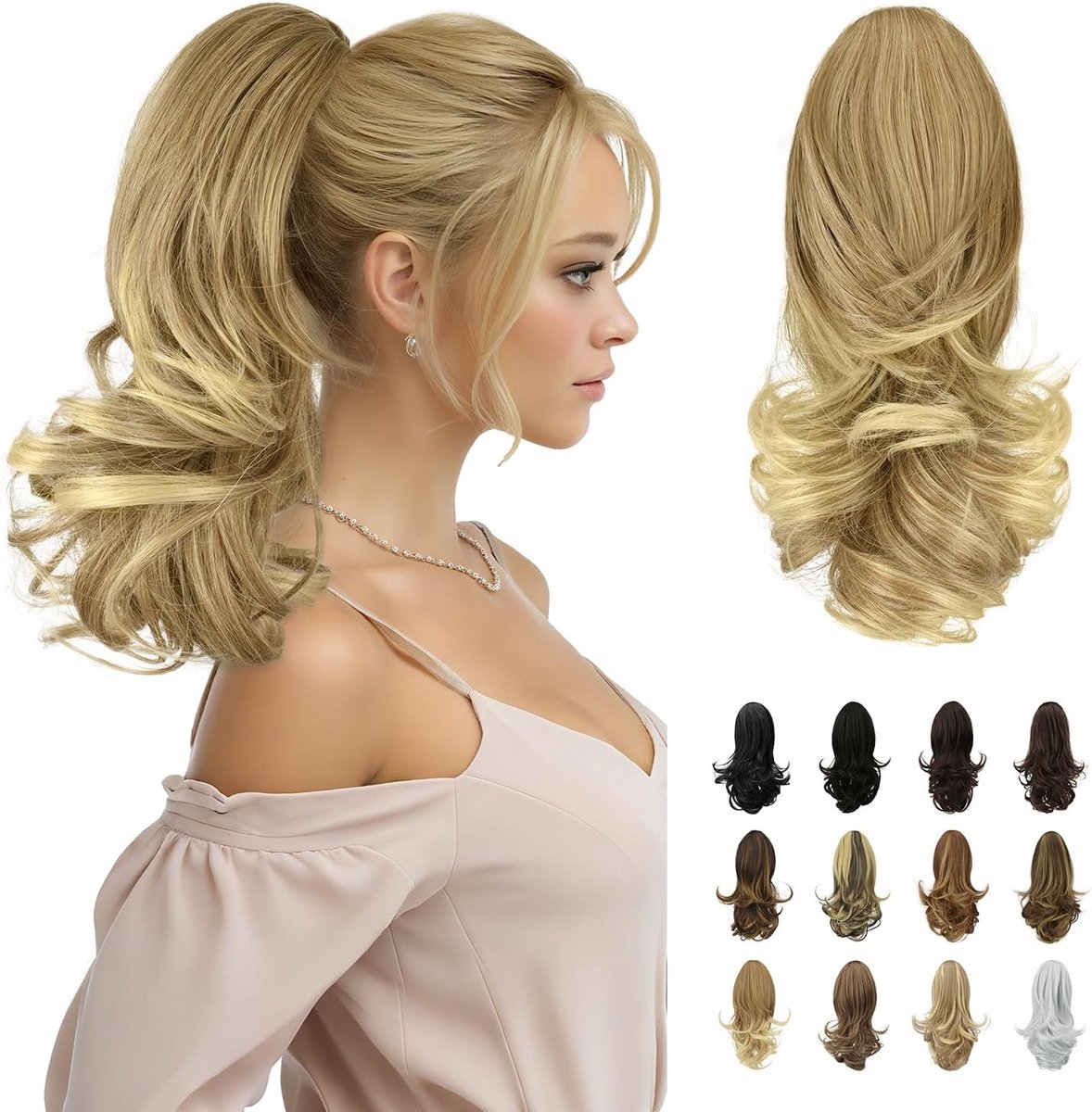 Krullende Paardenstaart Clip-in Haarverlenging 33 cm Synthetisch