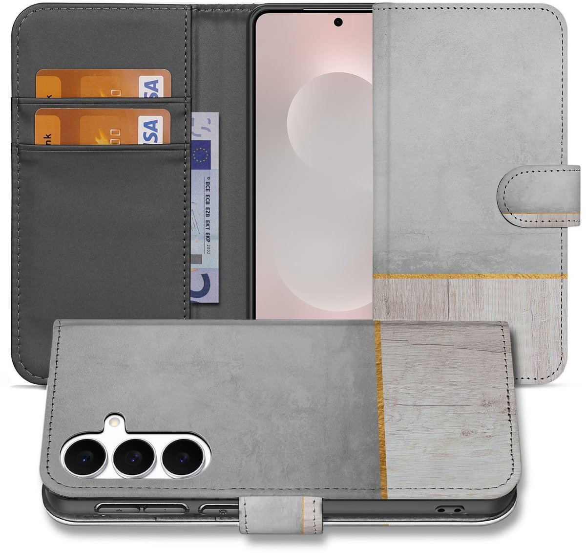 Samsung Galaxy S25 FE Book Style Case Wood Concrete