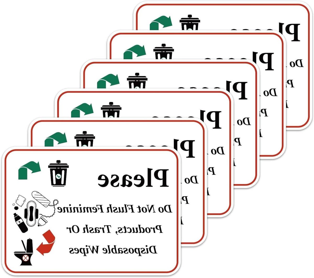 Stickers voor Vrouwelijke Producten - Set van 6 Herinneringsstickers - Niet Doorgespoeld - Geschikt voor Openbare Toiletten