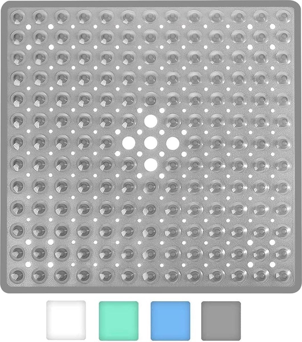 Stunq® Vierkante douchematten, 53 x 53 cm, antislipbadmatten, schimmelwerende badmatten met zuignap, veiligheidsbadmat, machinewasbare badmat