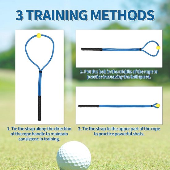 Rope Swing Trainer voor Golfers - Draagbare Trainingshulp - Golf Warming-Upuitrusting - Krachtbeheersing - Snelheidsverbetering - Blauw van Merkloos — afbeelding 5