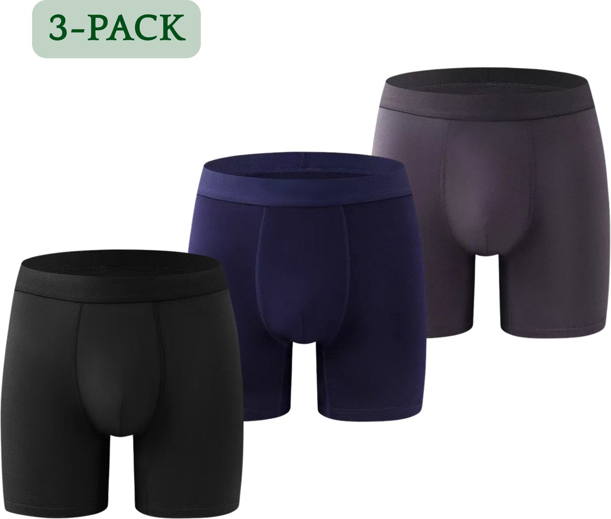 Hipperboo® Bamboe Onderbroeken - Maat L - 3 Paar - Boxershorts - Boxers - Zwart, Blauw, Grijs - Zonder opening - Heren Ondergoed
