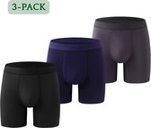 Hipperboo® Bamboe Onderbroeken - Maat L - 3 Paar - Boxershorts - Boxers - Zwart, Blauw, Grijs - Zonder opening - Heren Ondergoed