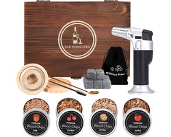 Bar Dedicated Cocktail Smoker Kit – All-in-One Whisky & Cocktail Smoker Set met 4 Houtsmaken, 8 Whiskey Stones, Torch & Premium Gift Box – Voor Gerookte Cocktails & Whiskey Lovers