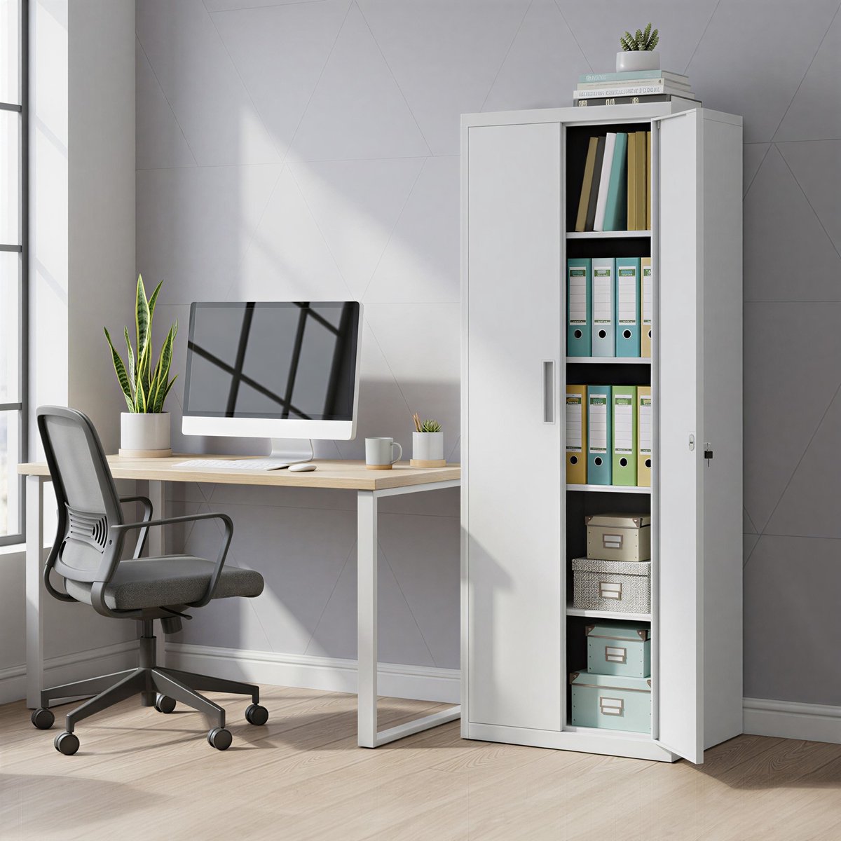 Opbergkast – Met Verstelbare Planken en Deuren – Met Slot – Garage/Kantoor