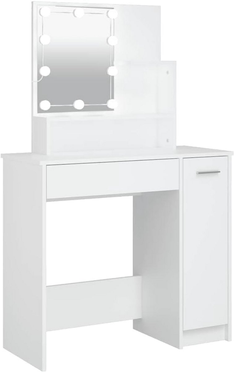 Kaptafel met LED Verlichting en Opbergruimte - Wit
