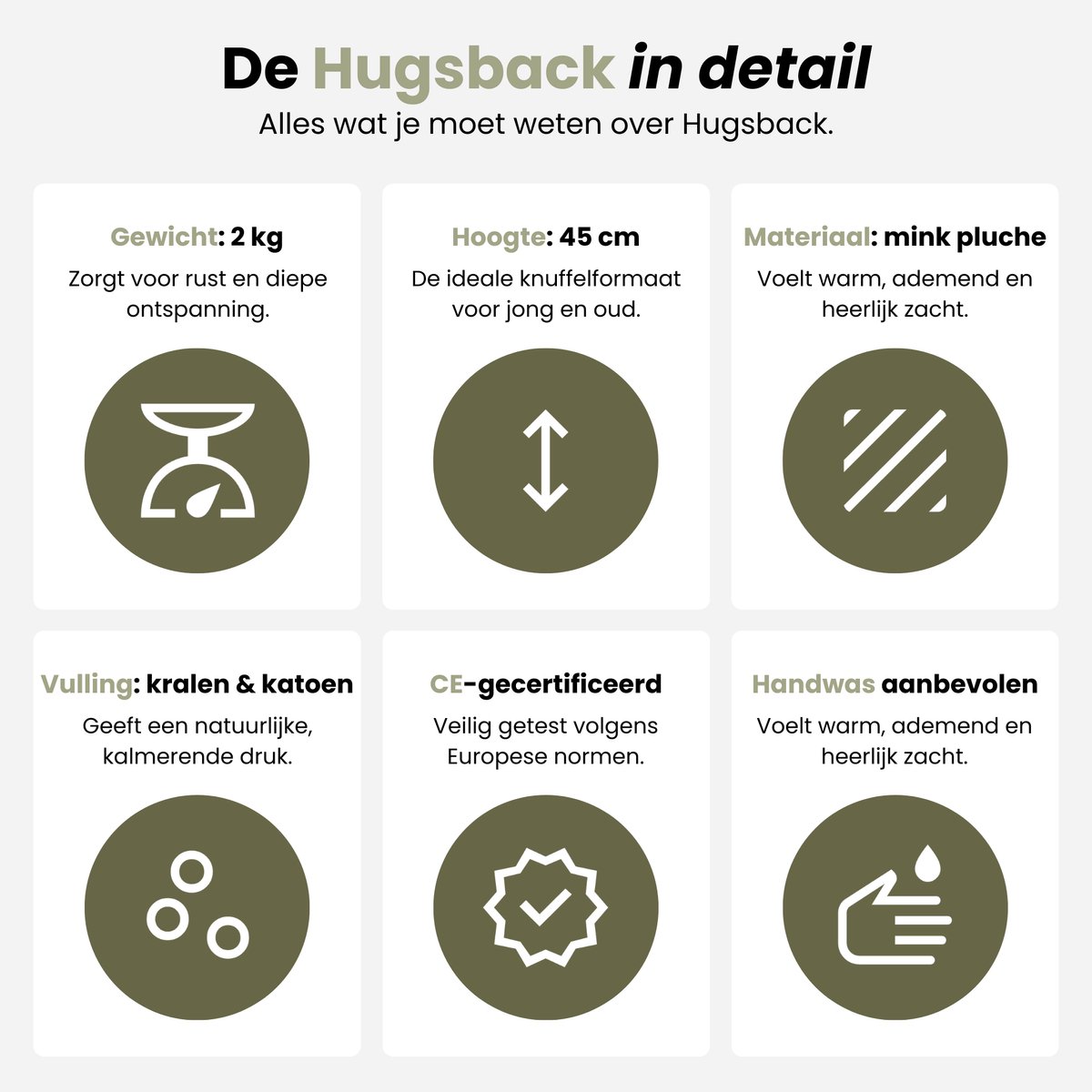 Hugsback 2 kg Verzwaringsknuffel Beer – Verzwaarde Knuffel 45cm – Weighted Stuffed Animal – Zware Knuffel tegen Stress & Angst – Sensorisch Speelgoed – Knuffelbeer voor Kinderen & Volwassenen — afbeelding 13