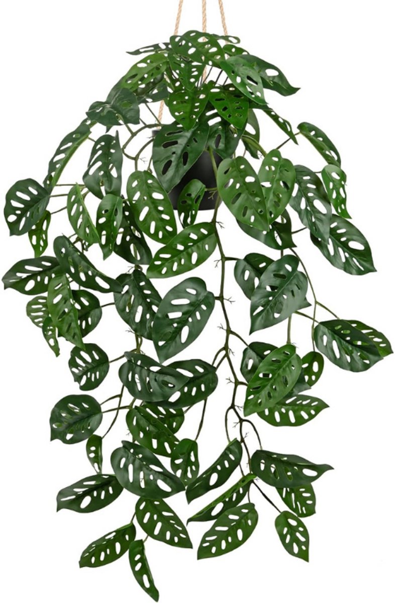 BOG Kunstplant In Pot - Nep Hangplant Met Monstera Bladeren - Decoratieve Planten Voor Tafel Badkamer Woonkamer - 20cm GROENTE
