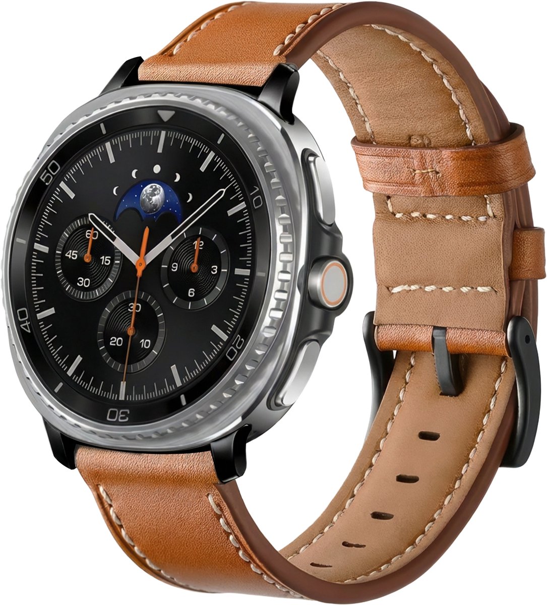 YONO Bandje geschikt voor Samsung Galaxy Watch 8 - 40/44mm - Classic - Leer - Bruin