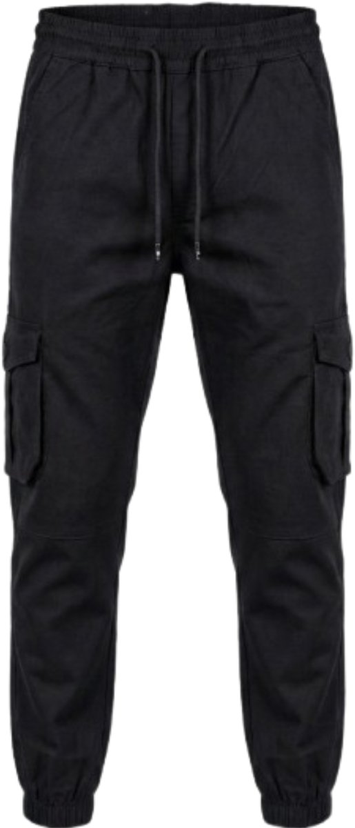 Hitman Cargo Broek Heren - Joggingbroek Heren - Trainingsbroek Heren - Sportbroek Heren - Katoen - Diepe Zakken - Zwart - Maat L