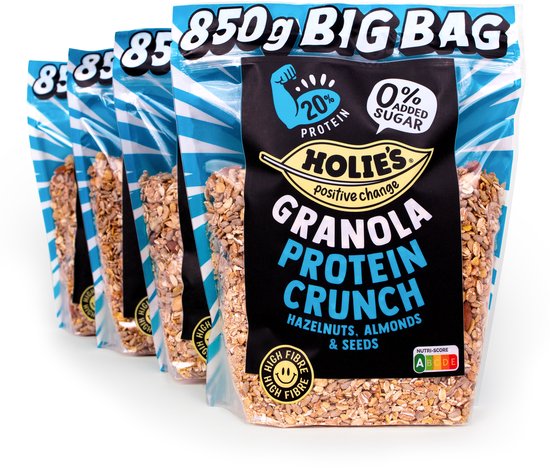 Holie's Granola Protein Crunch Big Bag - suikervrij ontbijt met 20% eiwit - 4x 850gr