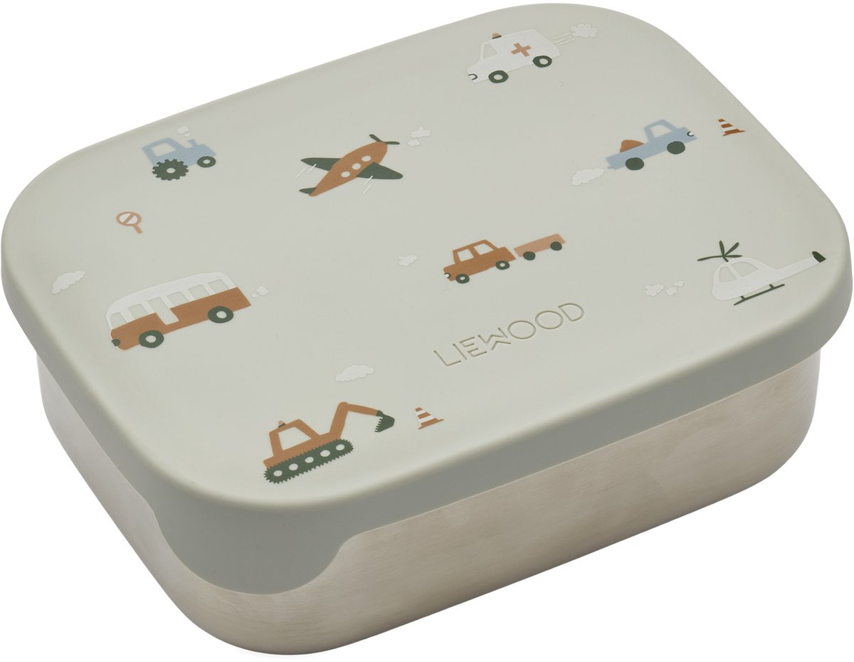 Liewood Arthur Lunchbox - Vehicles / Dove Blue Mix