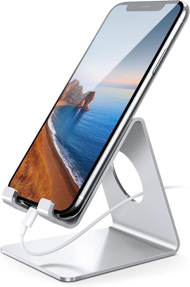 Telefoonstandaard, Lamicall-telefoonstation - universele standaard, houder, dock compatibel met telefoon 11 Pro Xs Max XR X 8 7 6S Plus, Switch, HUAWEI, Samsung S10 S9 S8 S7, andere telefoons - Zilver