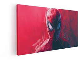 Artaza Canvas Schilderij Marvel Spiderman - 60x30 cm - Wanddecoratie Superheld Masker - Muurdecoratie Jongenskamer - Kamer Accessoires