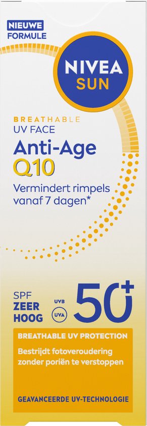 NIVEA SUN UV Face Anti-Age Q10 SPF50 - Zonnebrand Gezicht - Anti Rimpel Zonnebrandcrème - Anti-Age - 40ml