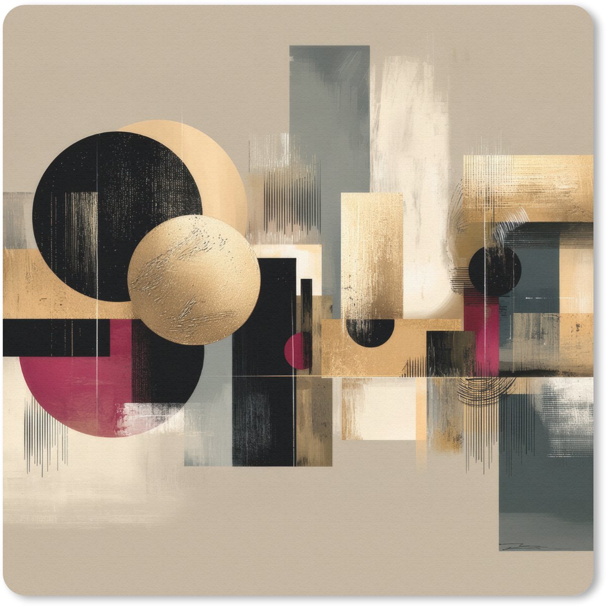 Muismat 30x30 cm - Mousepad Abstract - Vormen - Beige - Texturen - Muismatten